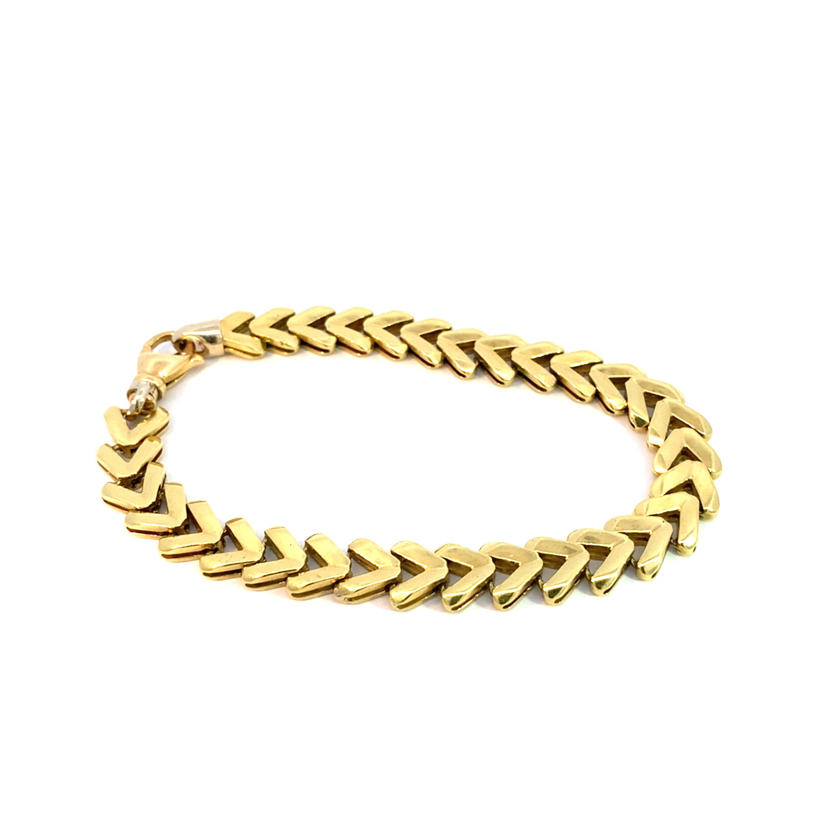 18K Yellow Gold Chevron Bracelet w/ 14KY Clasp