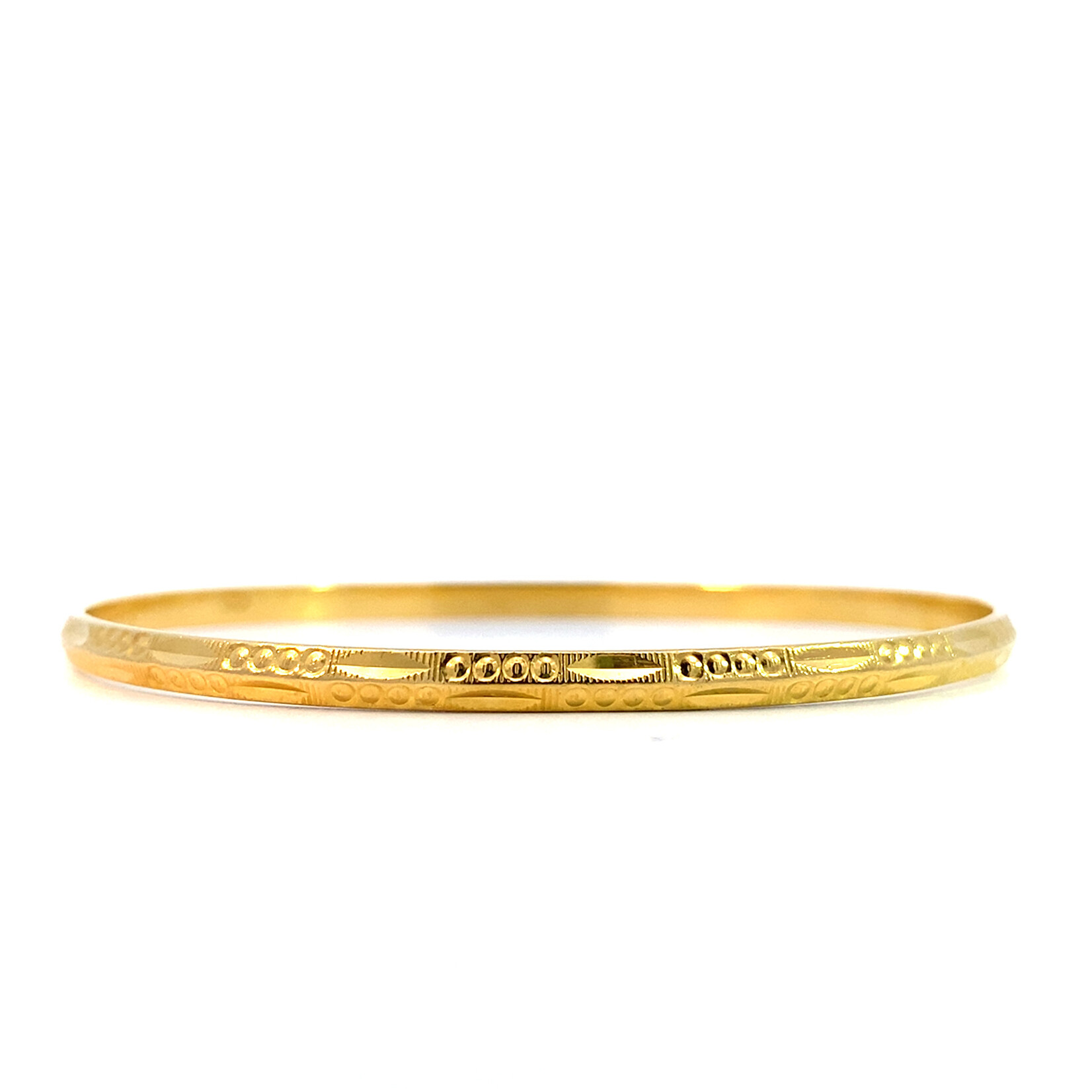 22K Yellow Gold 3.3mm Diamond-cut Bangle Bracelet