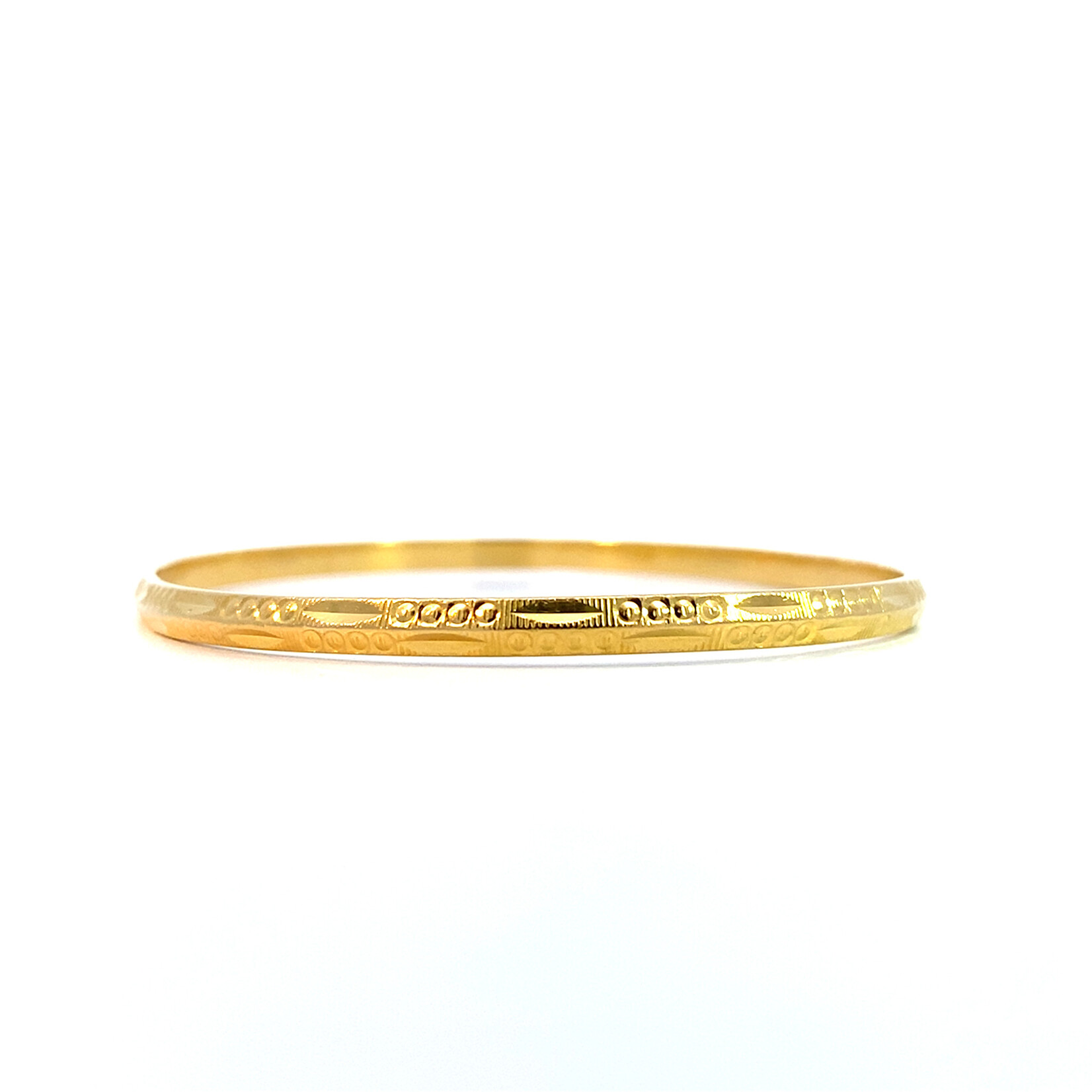 22K Yellow Gold 3.3mm Diamond-cut Bangle Bracelet