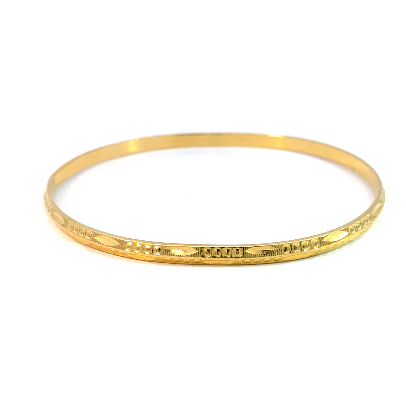 22K Yellow Gold 3.3mm Diamond-cut Bangle Bracelet