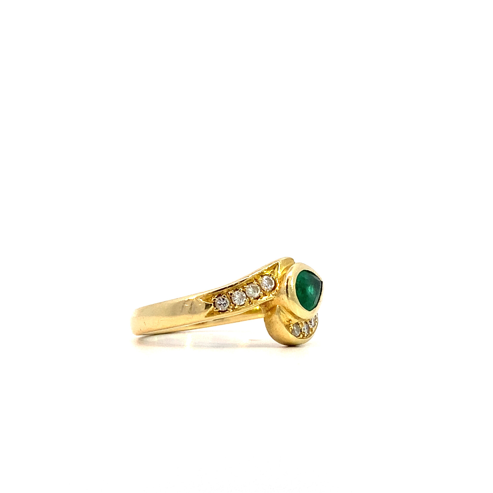 18K Yellow Gold Emerald & Diamond Ring sz6.5