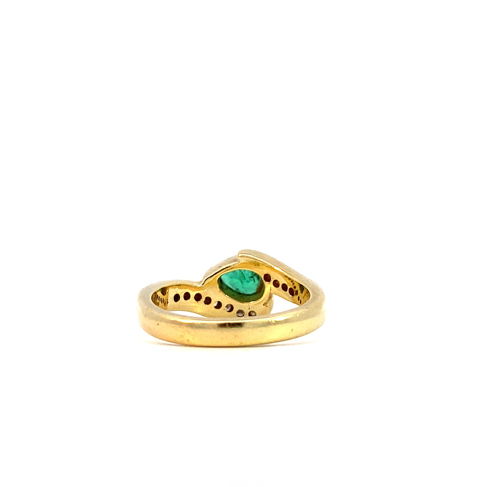 18K Yellow Gold Emerald & Diamond Ring sz6.5