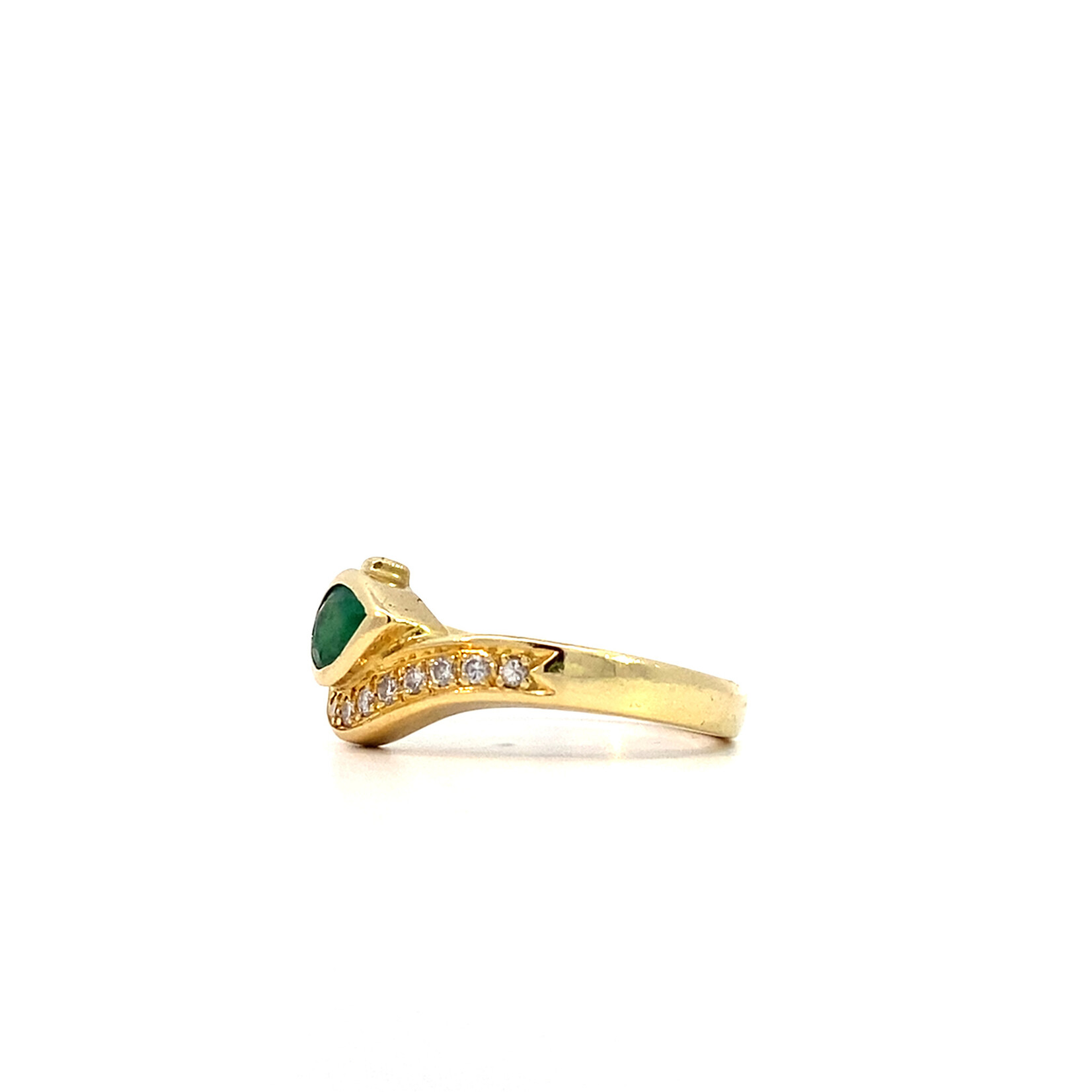 18K Yellow Gold Emerald & Diamond Ring sz6.5