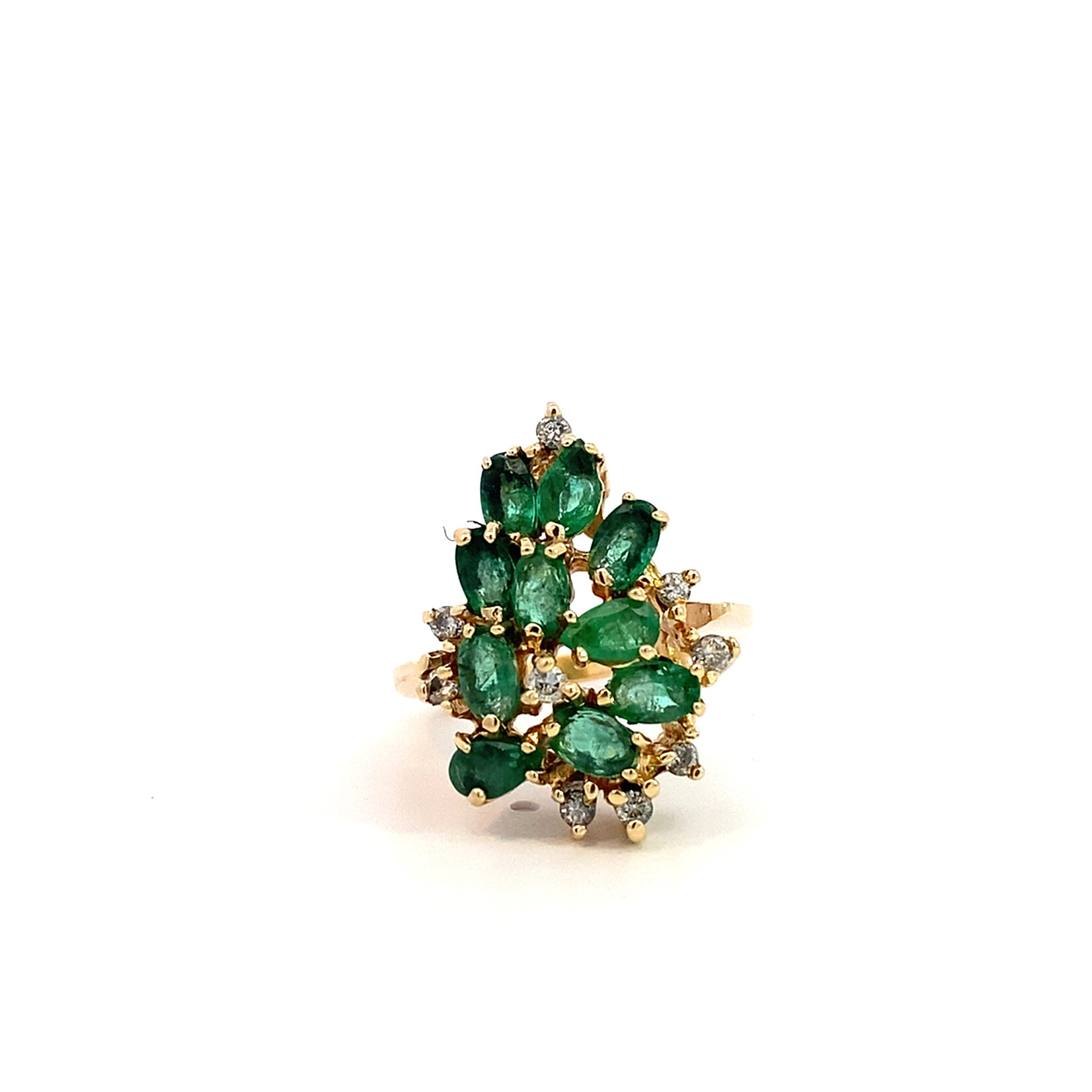 14K Yellow Gold Emerald & Diamond Ring sz6.75D+/-.23ctw E+/-2.30ctw