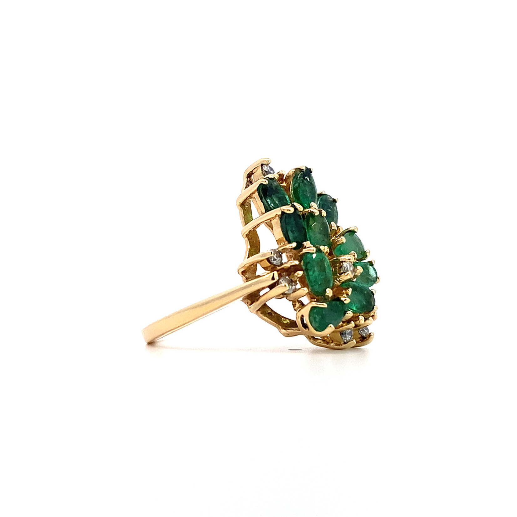 14K Yellow Gold Emerald & Diamond Ring sz6.75D+/-.23ctw E+/-2.30ctw