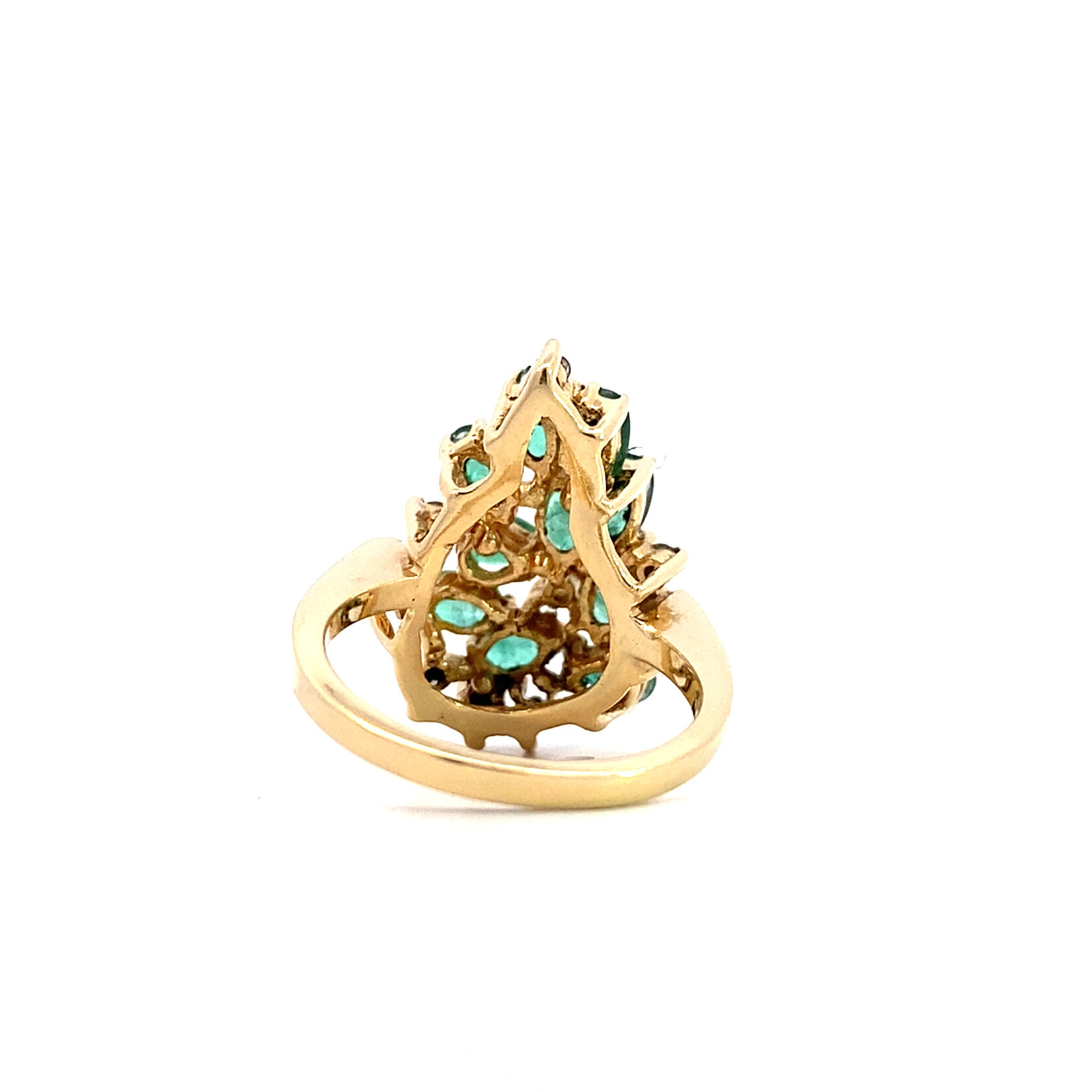 14K Yellow Gold Emerald & Diamond Ring sz6.75D+/-.23ctw E+/-2.30ctw