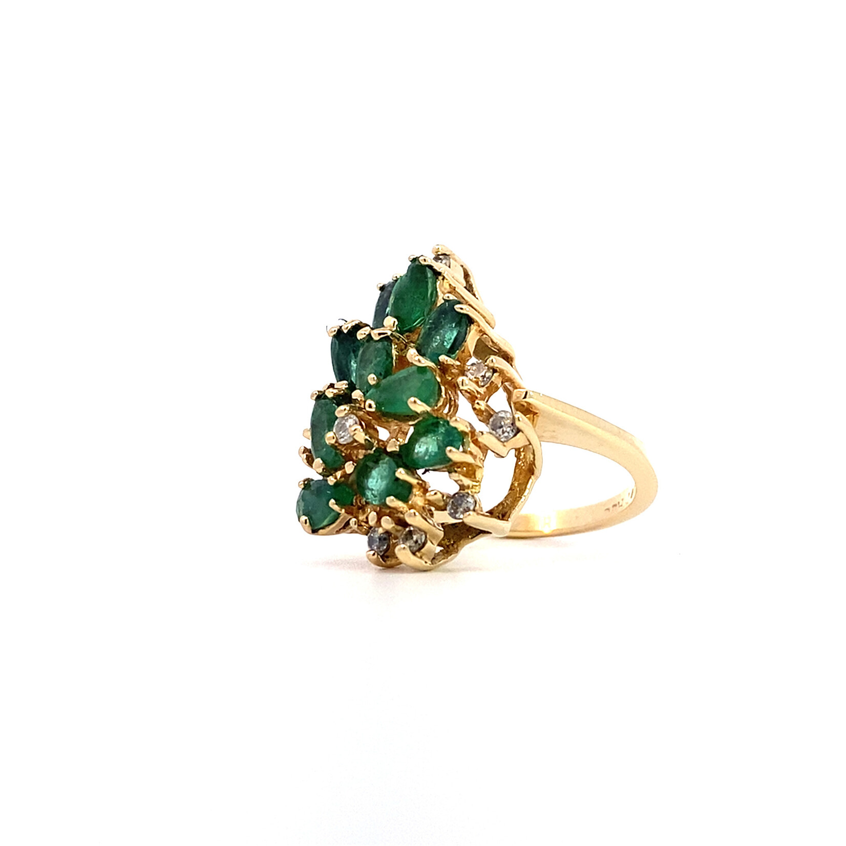 14K Yellow Gold Emerald & Diamond Ring sz6.75D+/-.23ctw E+/-2.30ctw