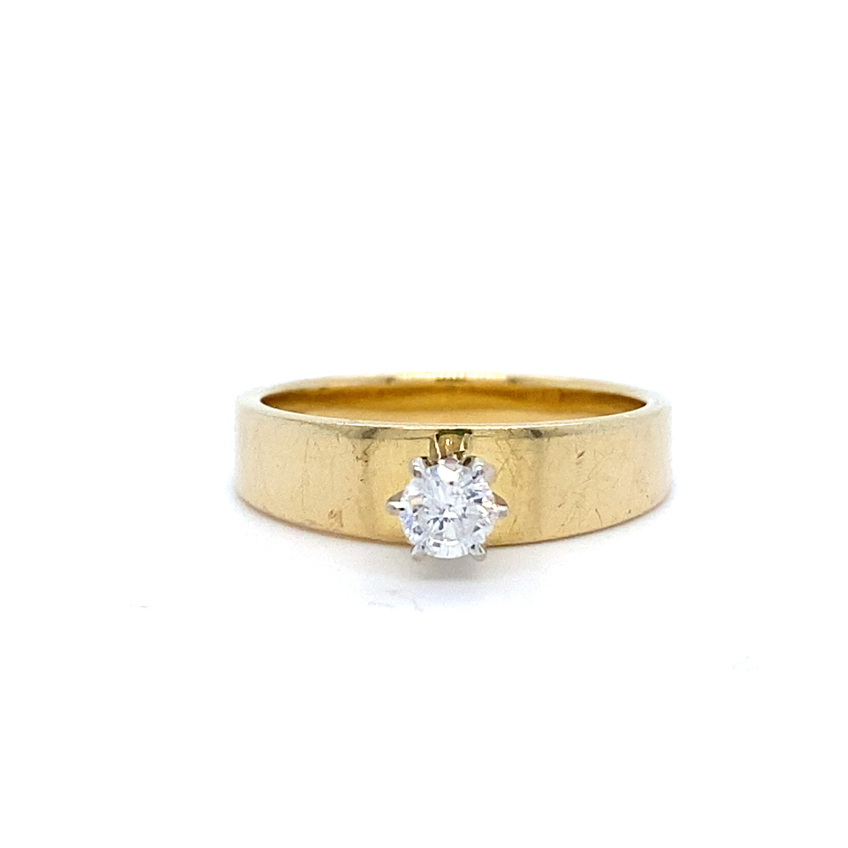 14K Yellow Gold Diamond Solitaire Ring sz6.75 +/-.20cttw I1