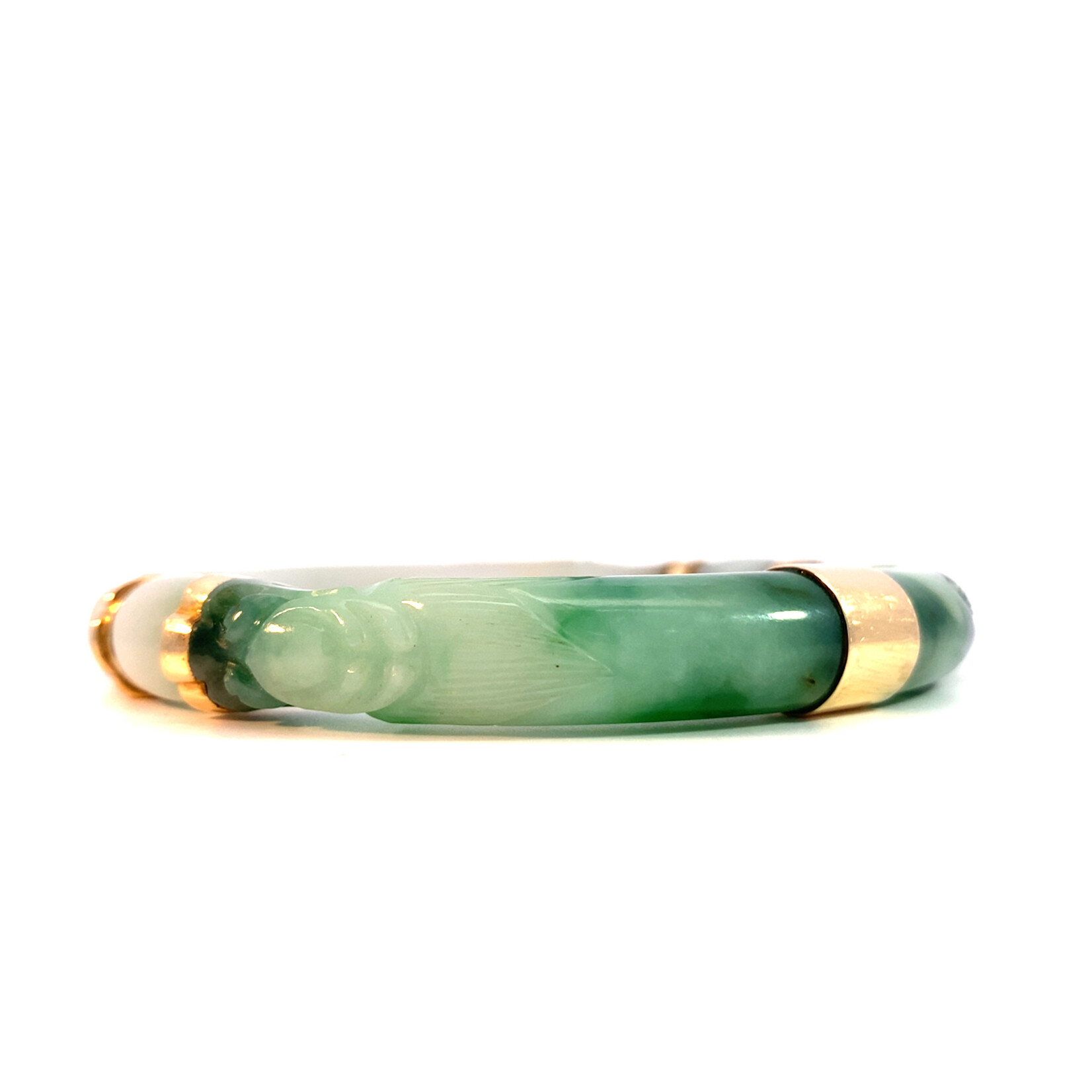 14K Yellow Gold Jade Bangle sz8
