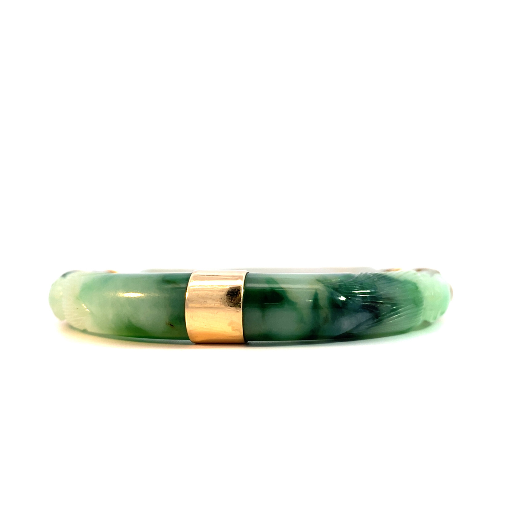 14K Yellow Gold Jade Bangle sz8