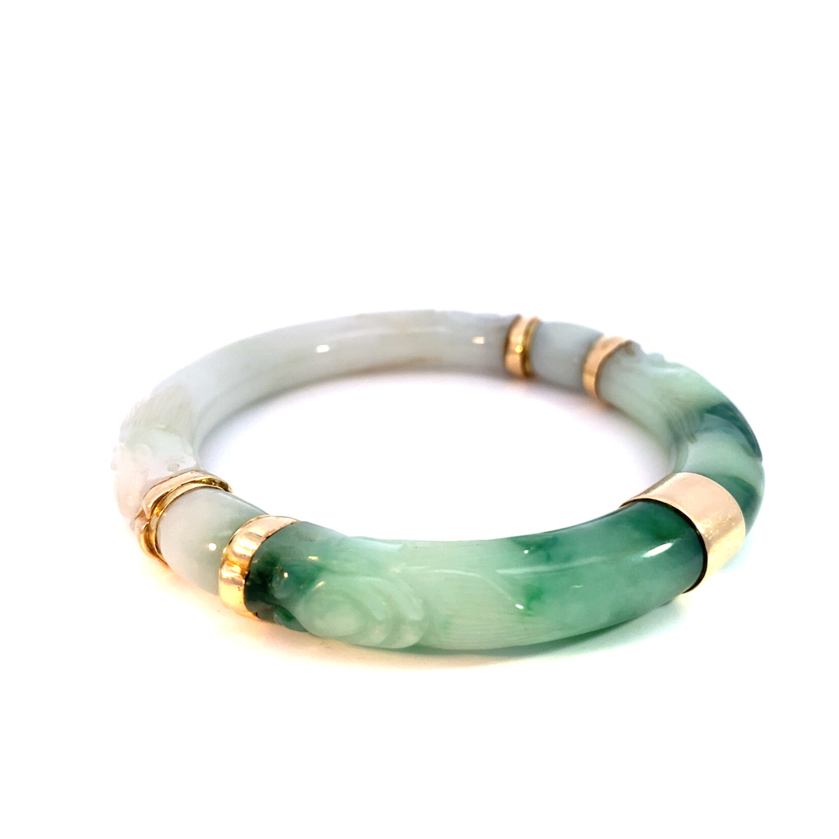 14K Yellow Gold Jade Bangle sz8