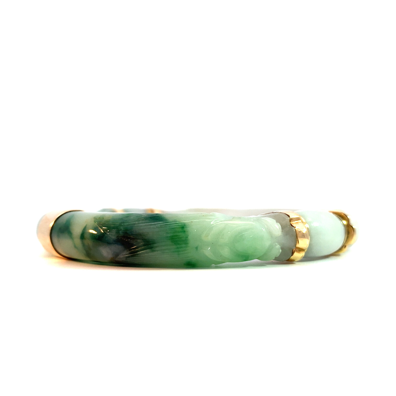 14K Yellow Gold Jade Bangle sz8