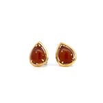 14K Yellow Gold Red Pear Shaped Jade Studs