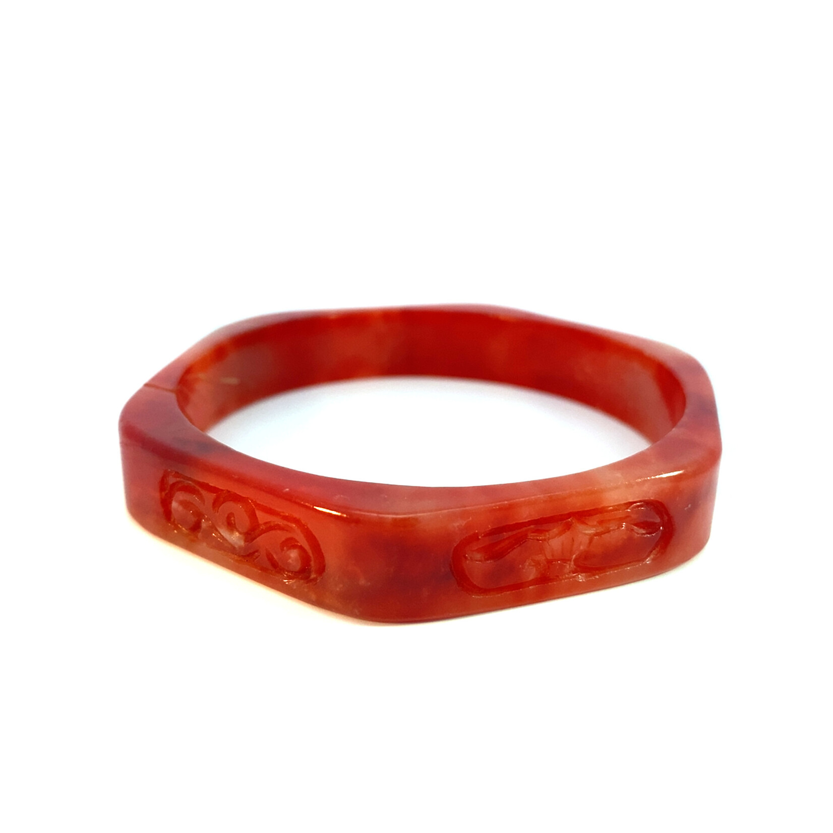 Carved Red Agate Bangle sz8