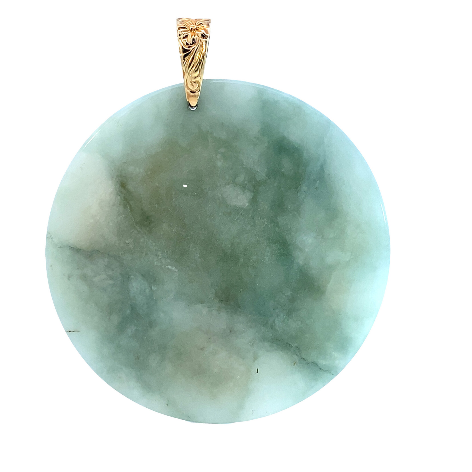 14K Yellow Gold Round Jade Phoenix MINGS Pendant