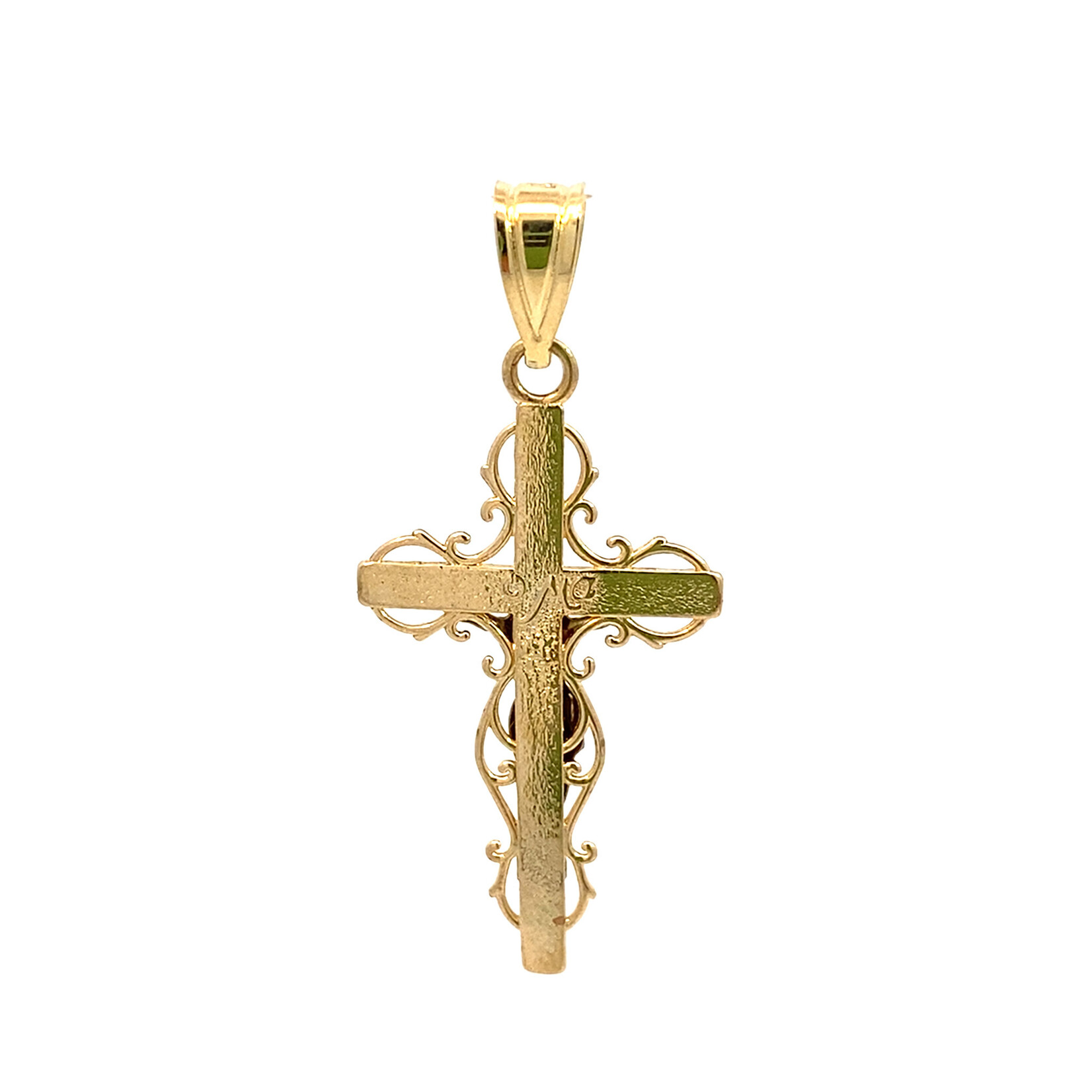 14K Yellow Gold  Two Tone 28mmx16mm Crucifix