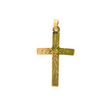 14K Yellow Gold 29x17mm Engraved Cross