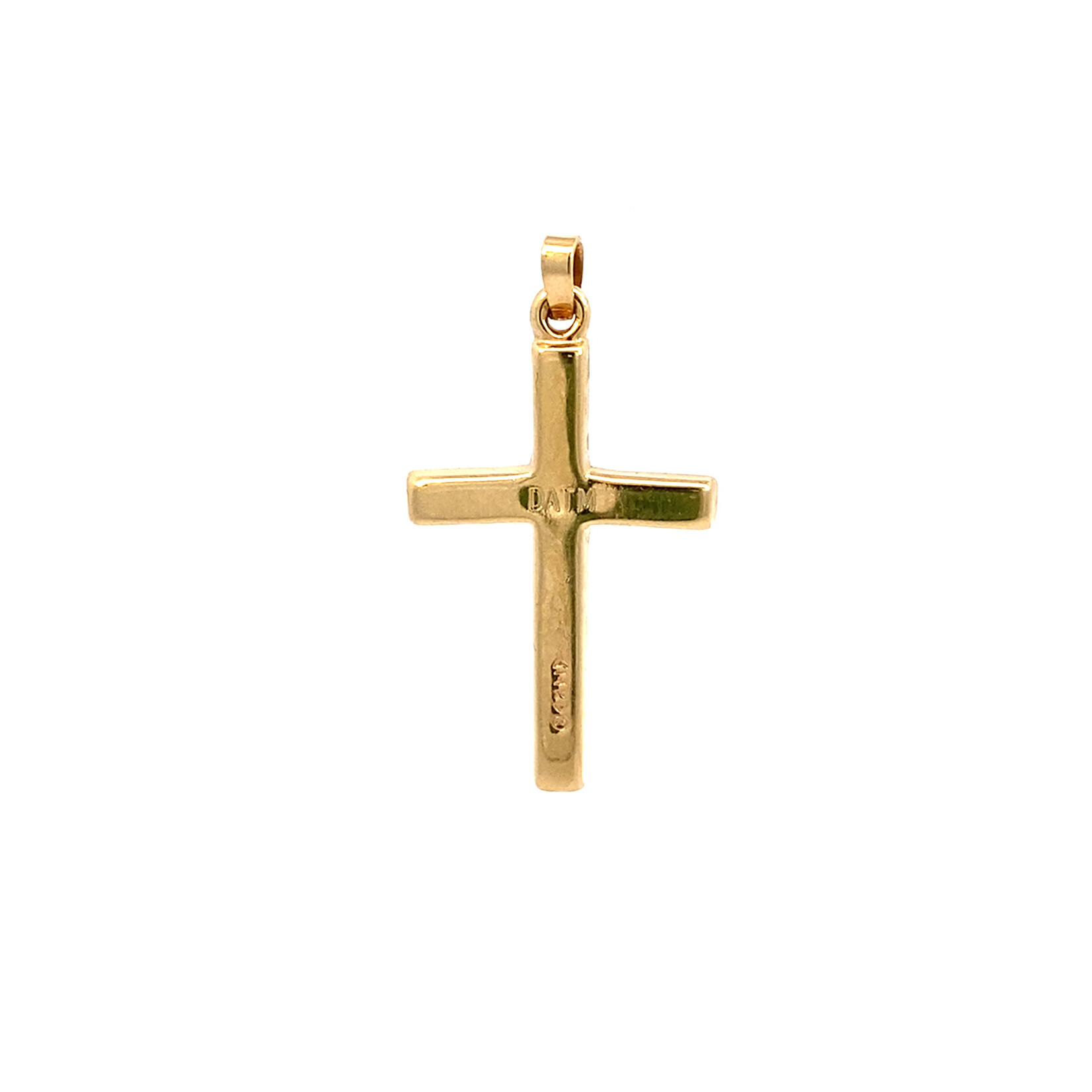 14K Yellow Gold 29x17mm Engraved Cross