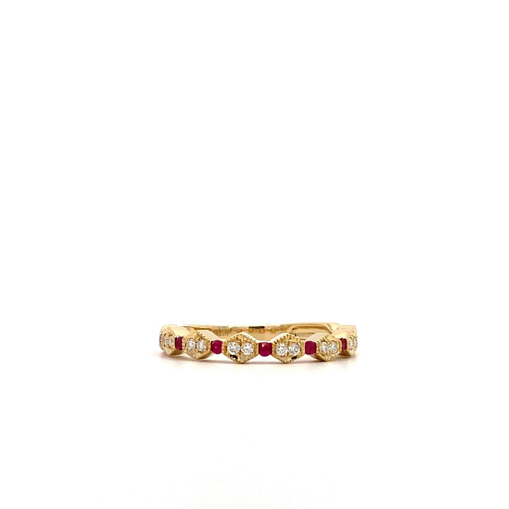 14K Yellow Gold Diamond & Ruby Anniversary Band sz6.5 D.11ctw VS R.12ctw