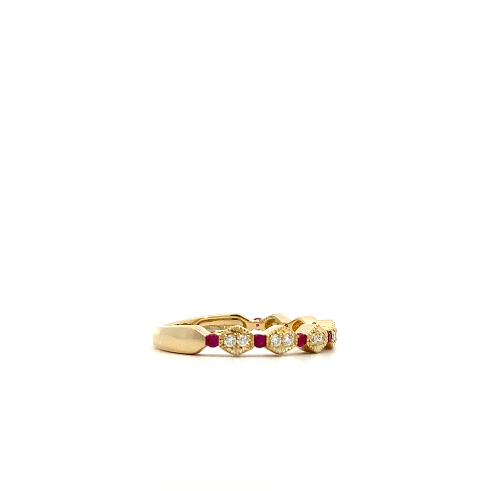 14K Yellow Gold Diamond & Ruby Anniversary Band sz6.5 D.11ctw VS R.12ctw