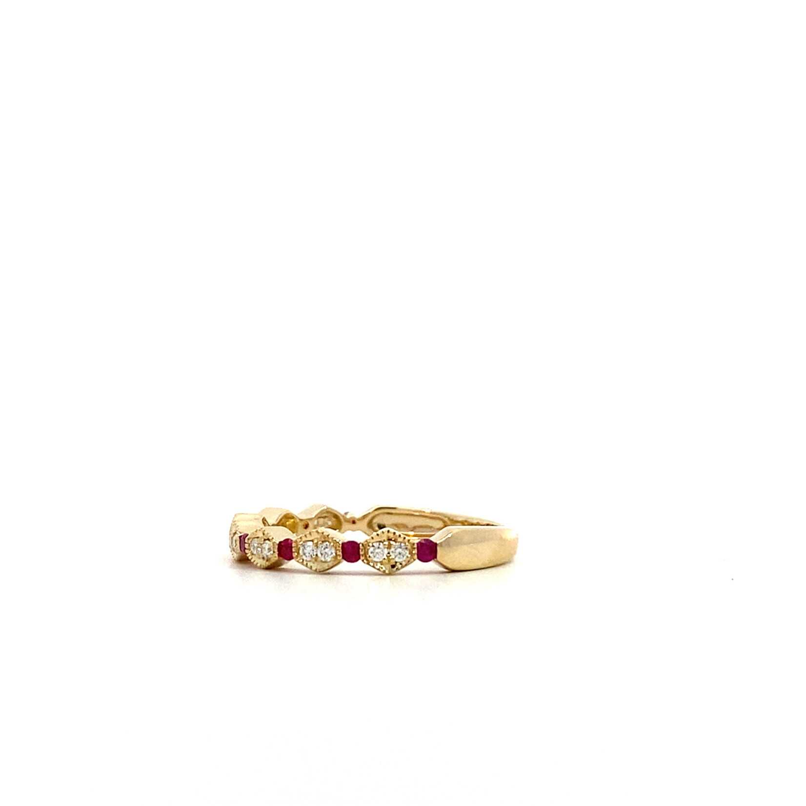 14K Yellow Gold Diamond & Ruby Anniversary Band sz6.5 D.11ctw VS R.12ctw