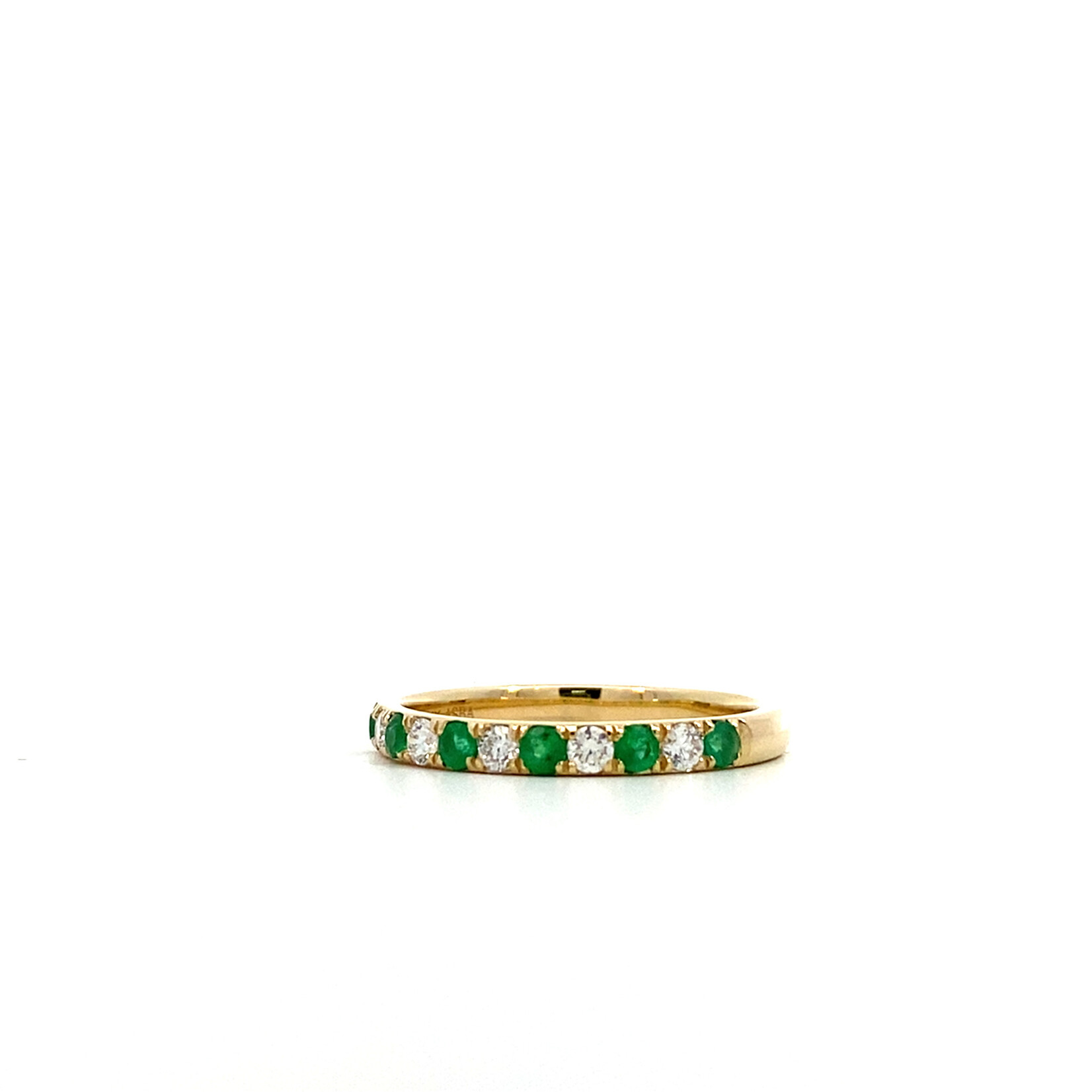 14K Yellow Gold Diamond & Emerald Anniversary Band sz6.5 D.18ctw VS E.19ctw