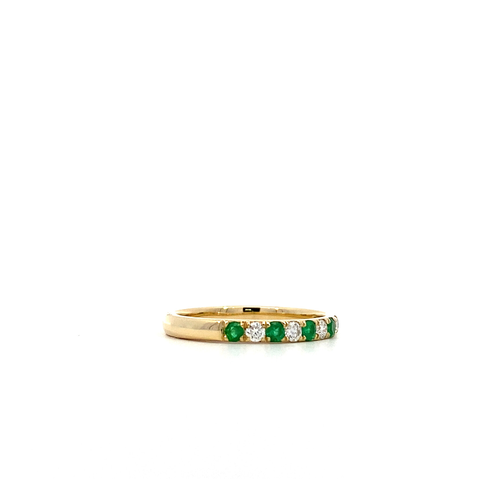 14K Yellow Gold Diamond & Emerald Anniversary Band sz6.5 D.18ctw VS E.19ctw
