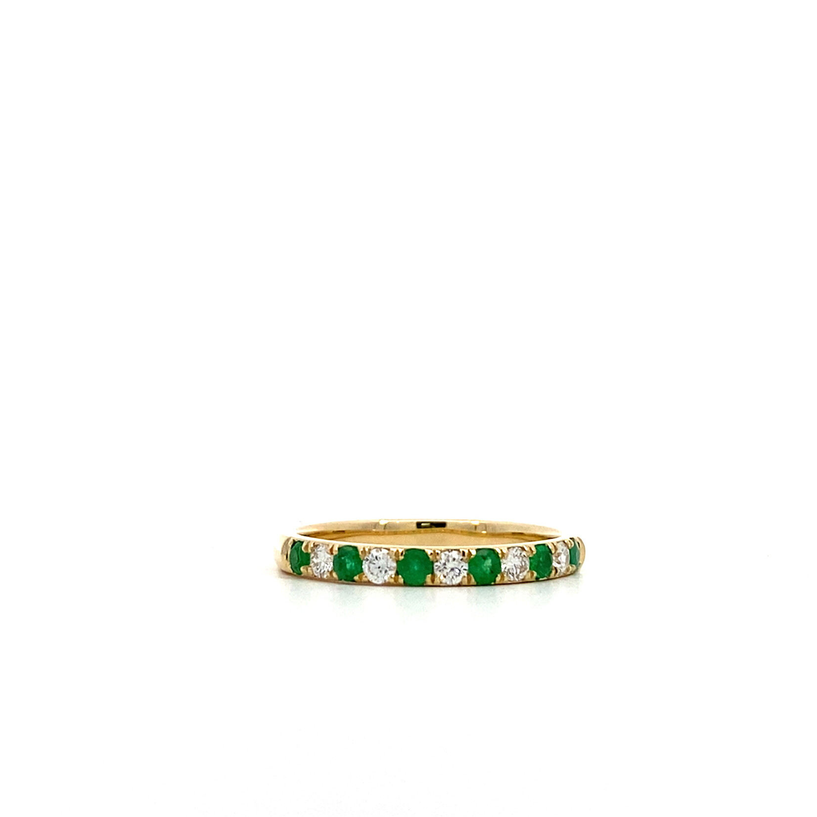 14K Yellow Gold Diamond & Emerald Anniversary Band sz6.5 D.18ctw VS E.19ctw