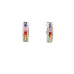 14K White Gold Multi Sapphire & Diamond Hoops  D.25ctw VS S.65ctw