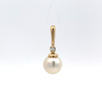 14K Yellow Gold 8mm Akoya with Diamond Accent Pendant D.04ctw VS