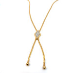 14K Yellow Gold 16" Diamond Lariat Bolo Necklace D+/-12ct G/H SI2