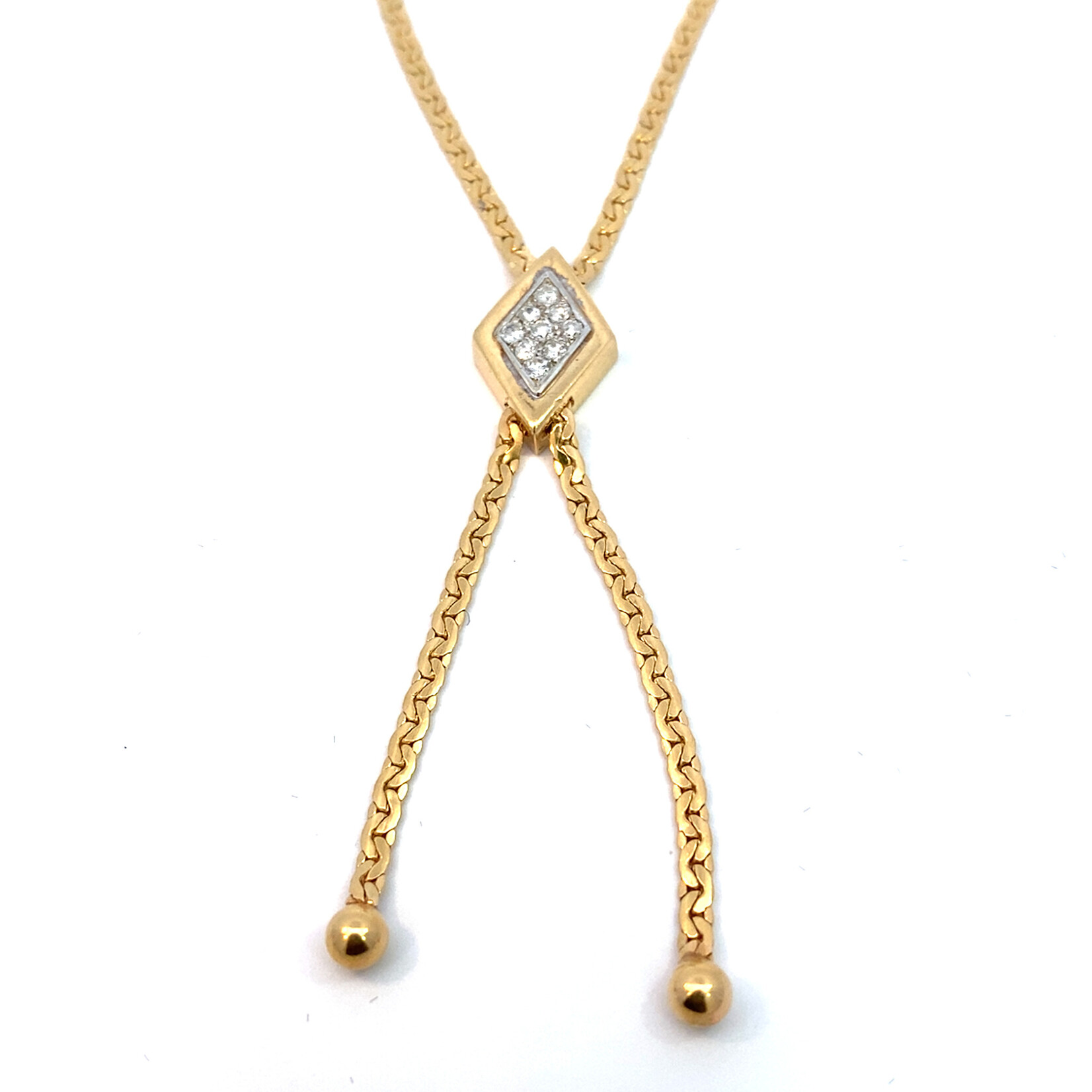 14K Yellow Gold 16" Diamond Lariat Bolo Necklace D+/-12ct G/H SI2