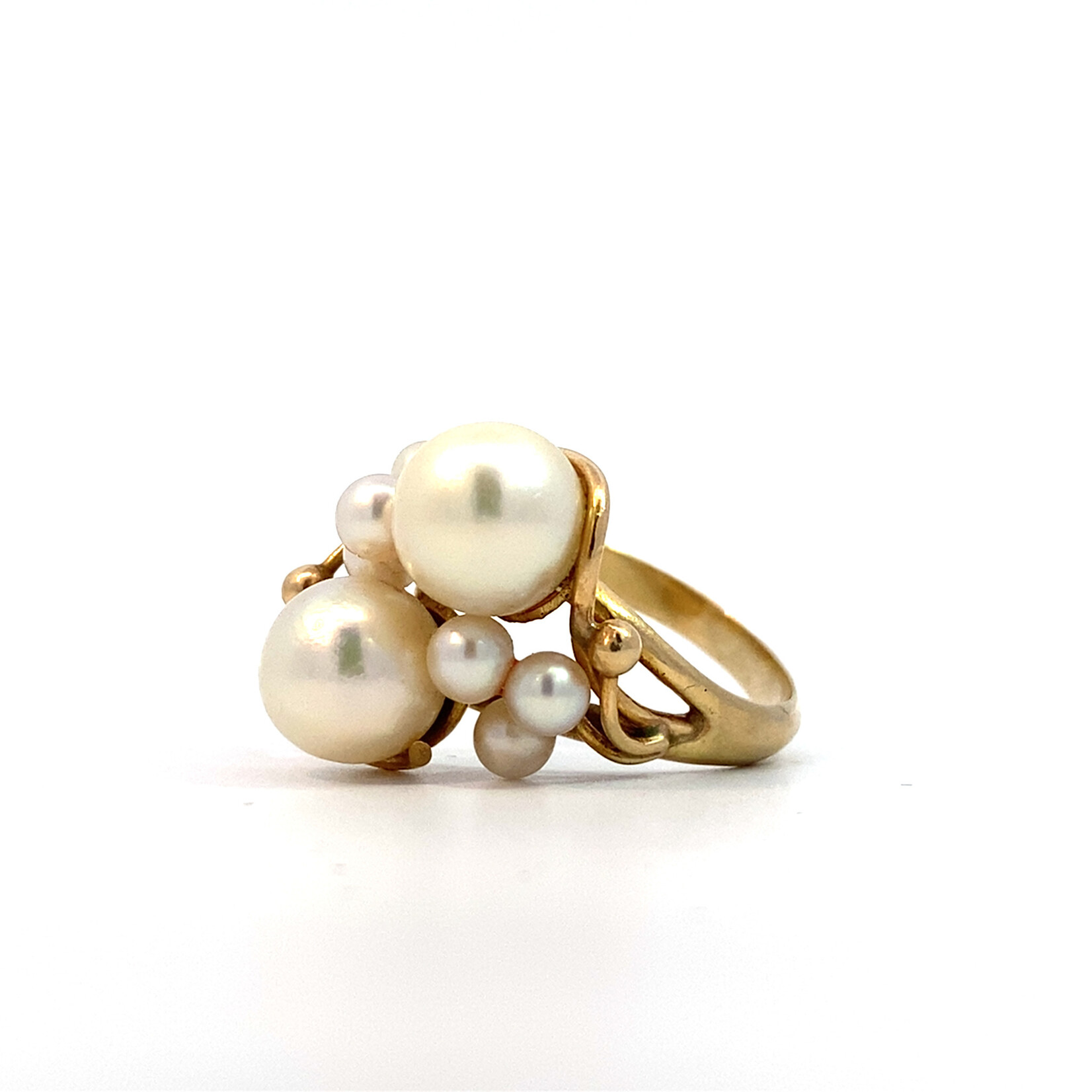 14K Yellow Gold Pearl Cluster Ring sz6.5