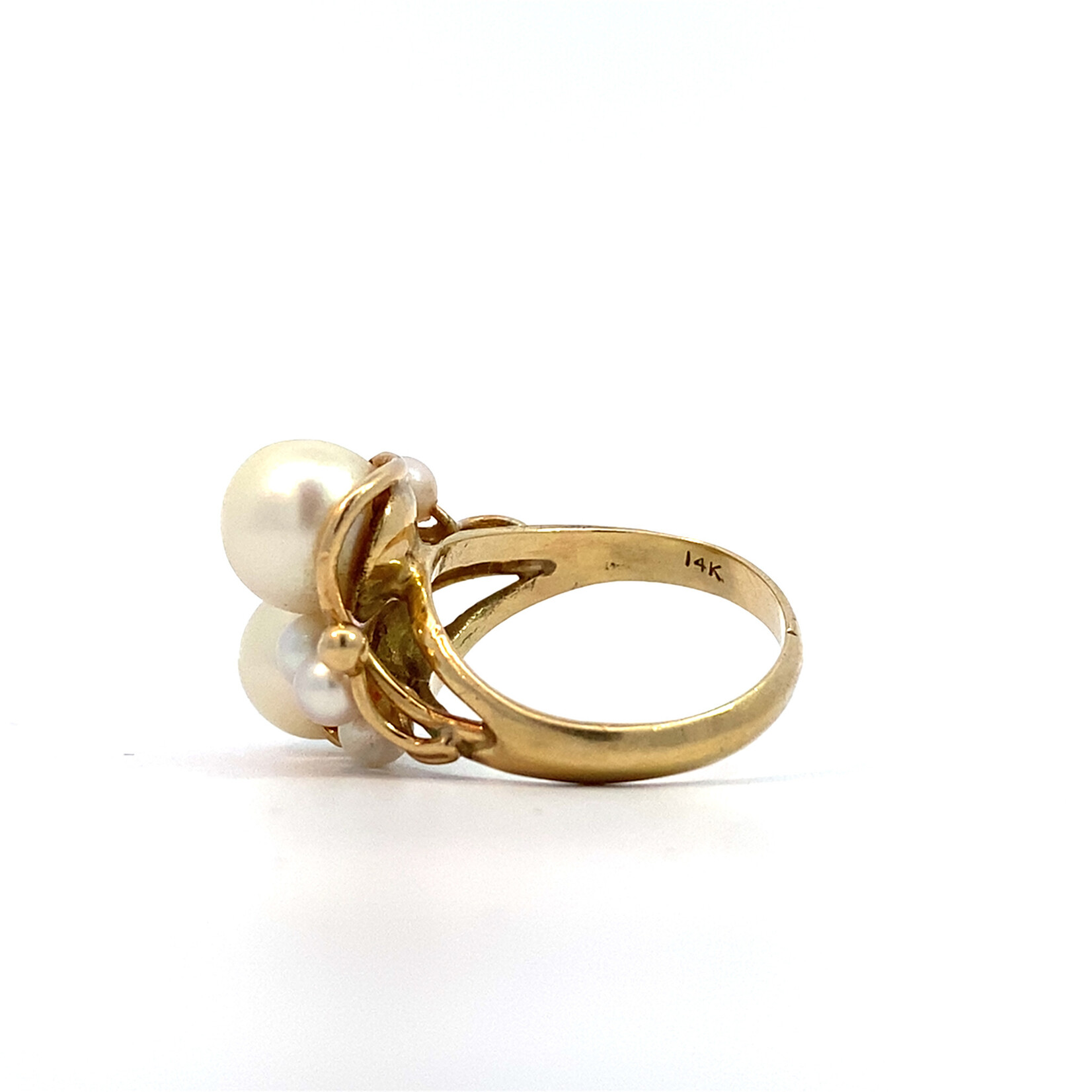 14K Yellow Gold Pearl Cluster Ring sz6.5