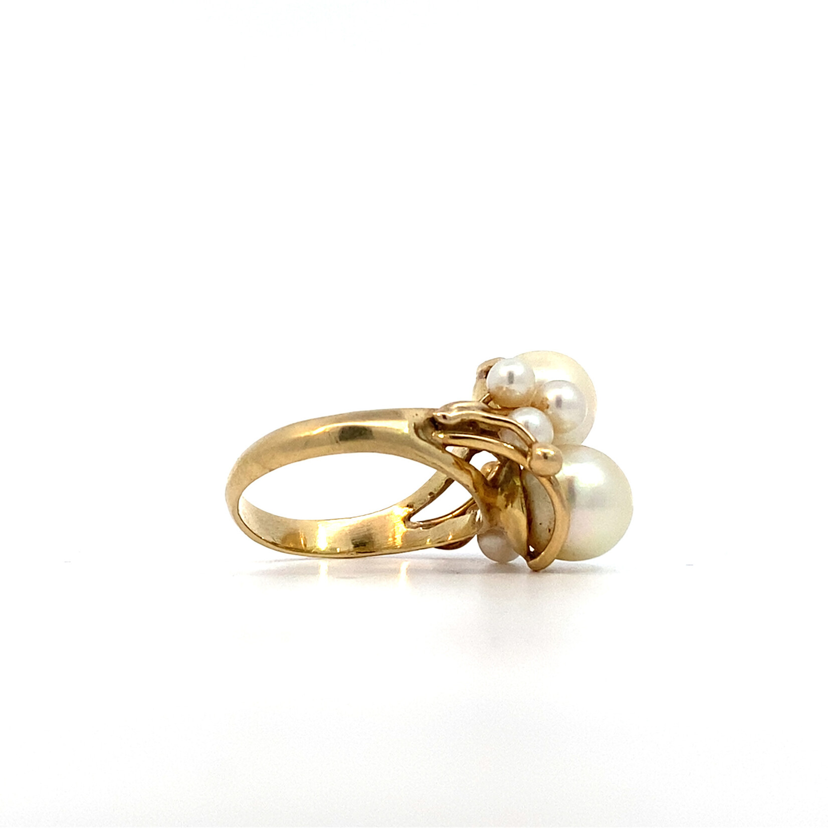 14K Yellow Gold Pearl Cluster Ring sz6.5