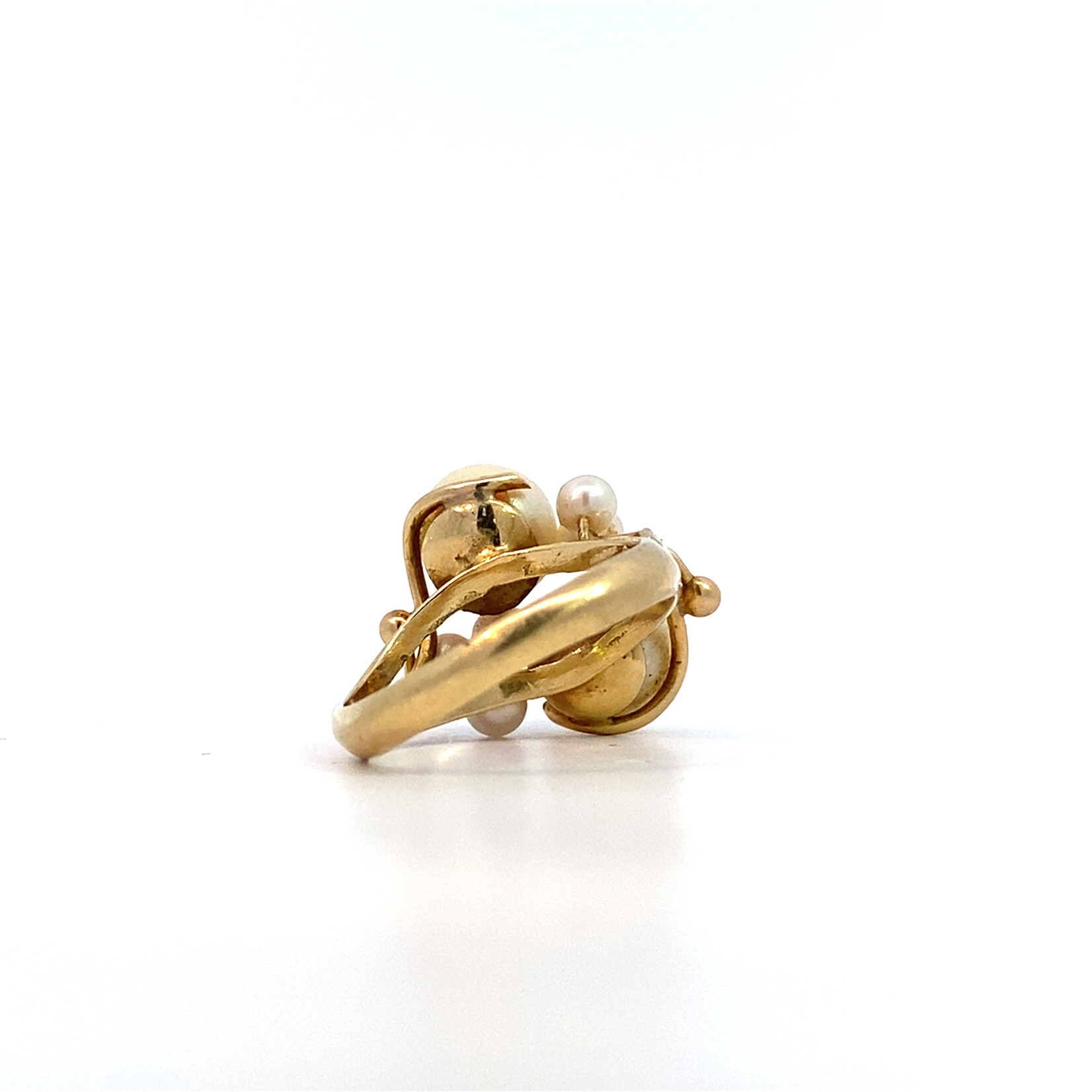 14K Yellow Gold Pearl Cluster Ring sz6.5