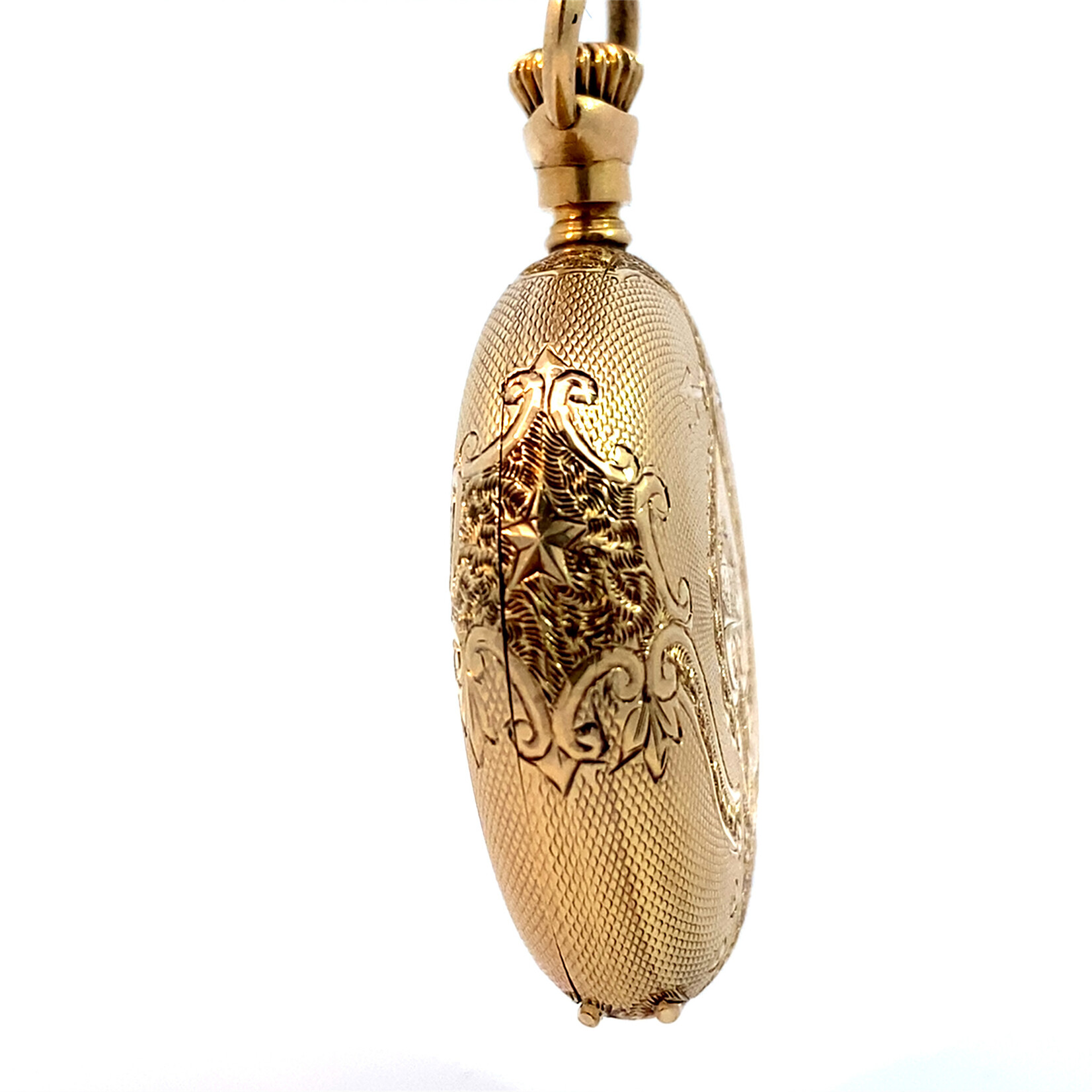 14K Yellow Gold Waltham Pocket Watch on 24" Curb Chain Circa 1900's