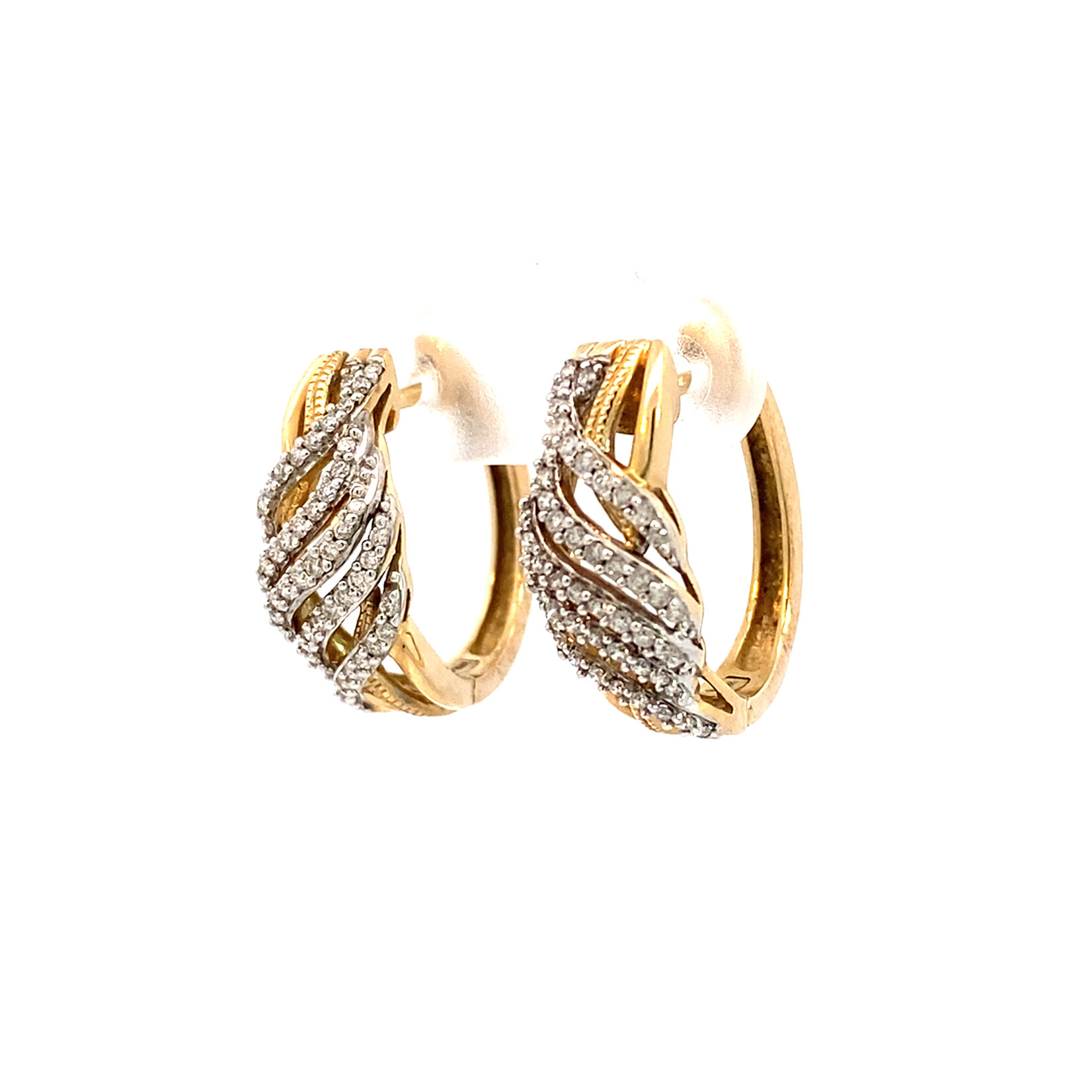 10K Yellow Gold Diamond Hoops D+/-.50cttw