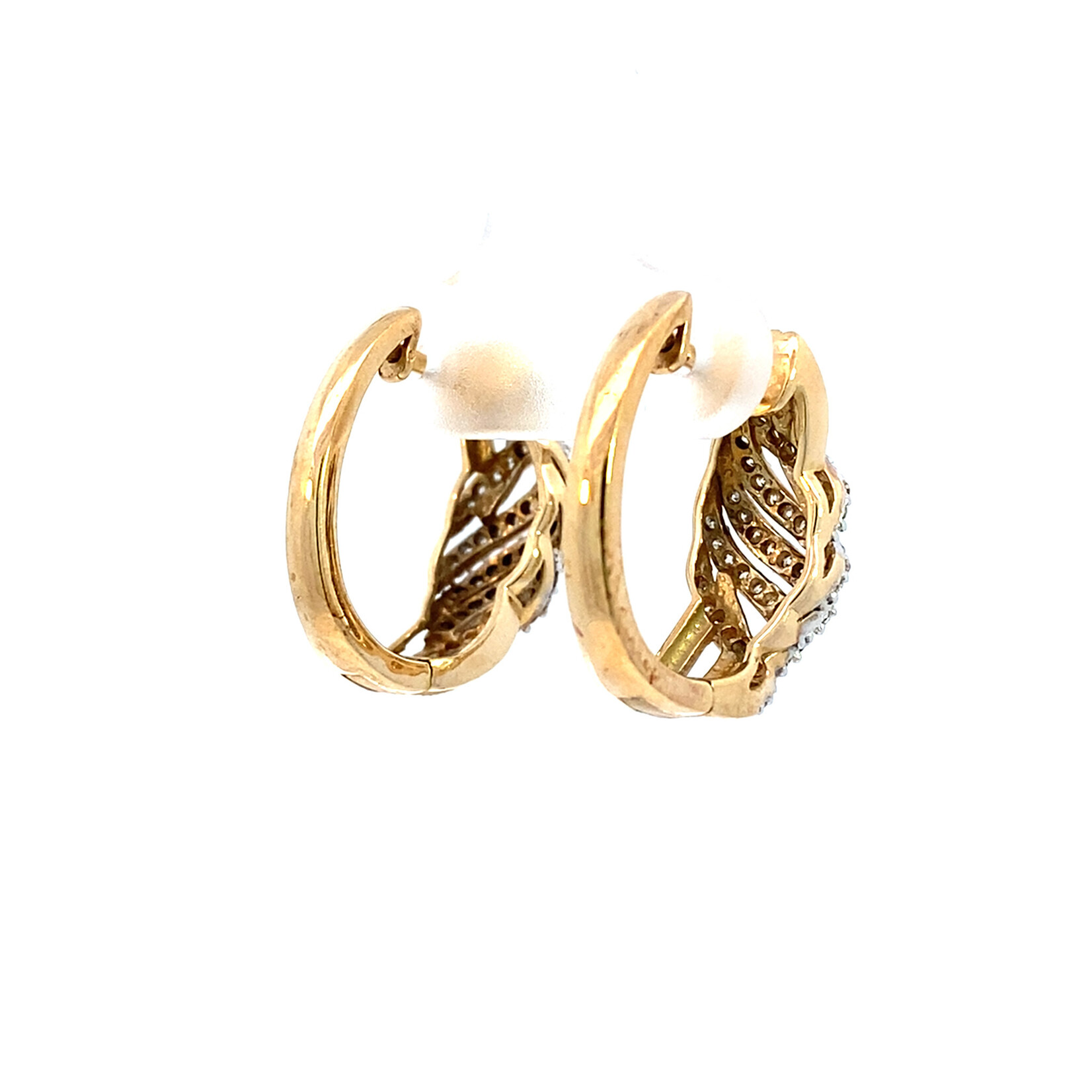 10K Yellow Gold Diamond Hoops D+/-.50cttw
