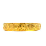 Lehua Blossom 18K Yellow Gold 12mm Barrel Heavy Lehua Blossom Bangle sz8 No Name
