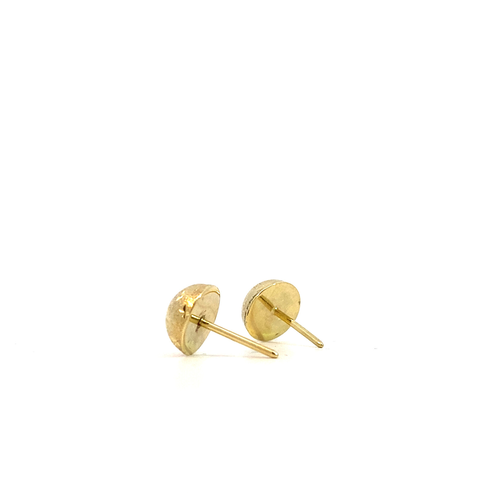 14K Yellow Gold Hollow Dome Earrings with diamond cut Stars