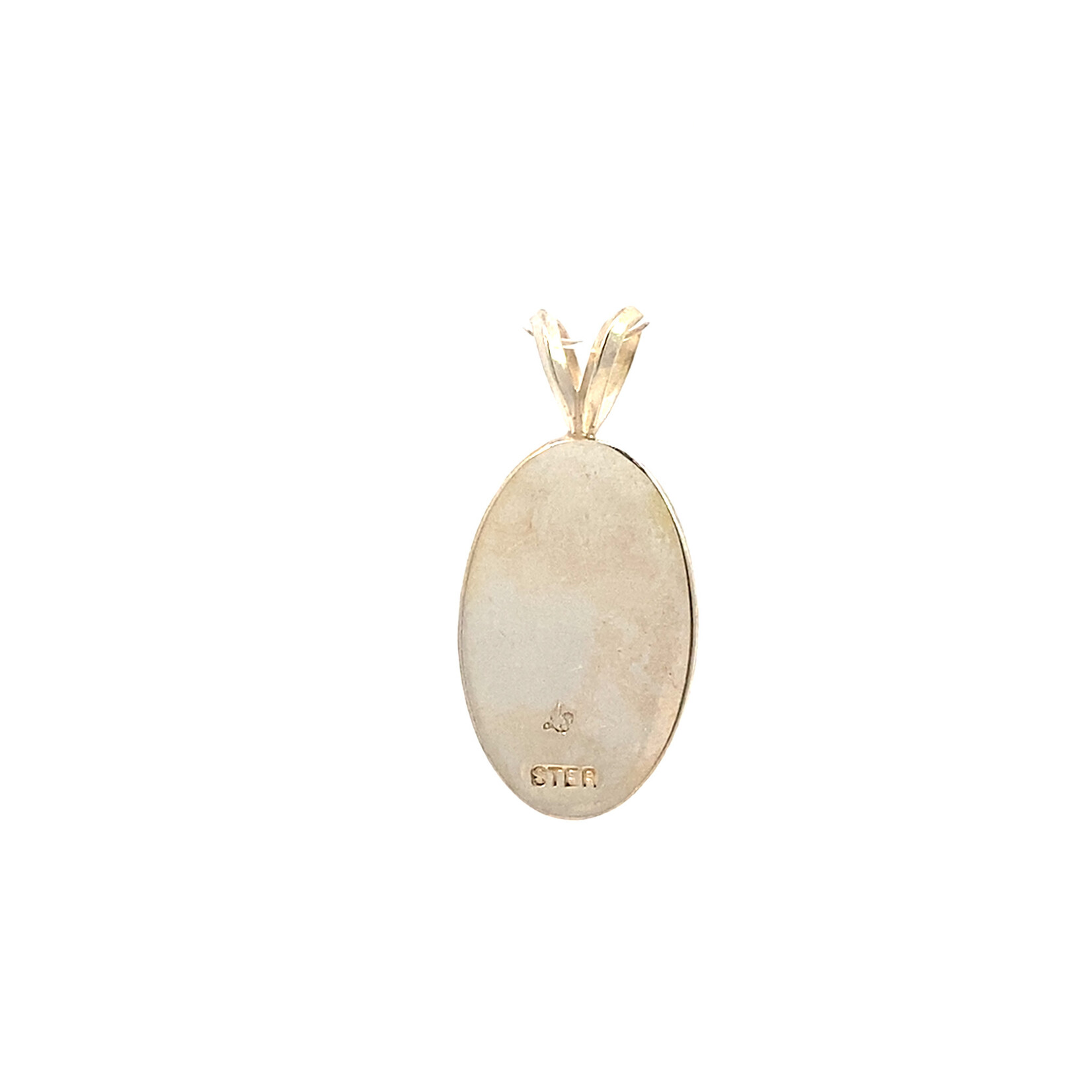Sterling Silver 19x12.25 Oval Lehua Blossom Pendant