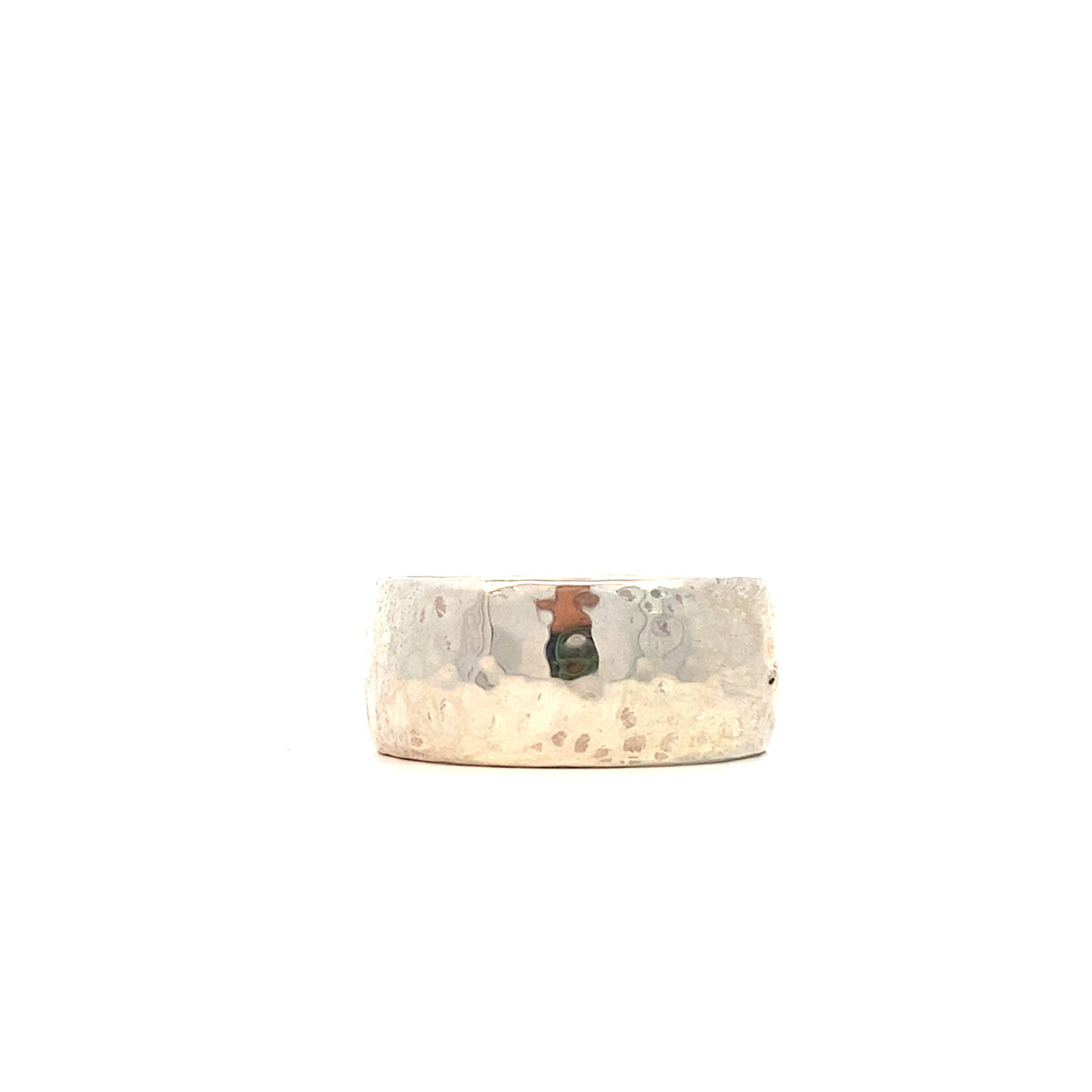 Sterling Silver 10mm Half Round Hammered Ring size 11.5