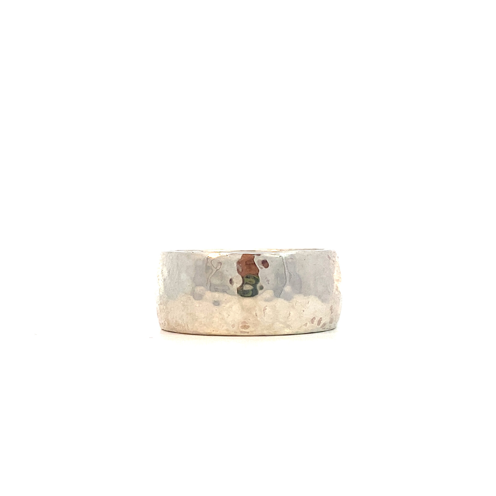Sterling Silver 10mm Half Round Hammered Ring size 11.5