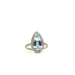 14K White Gold Aqua Diamond Halo Ring sz5 D+/-.78ctw