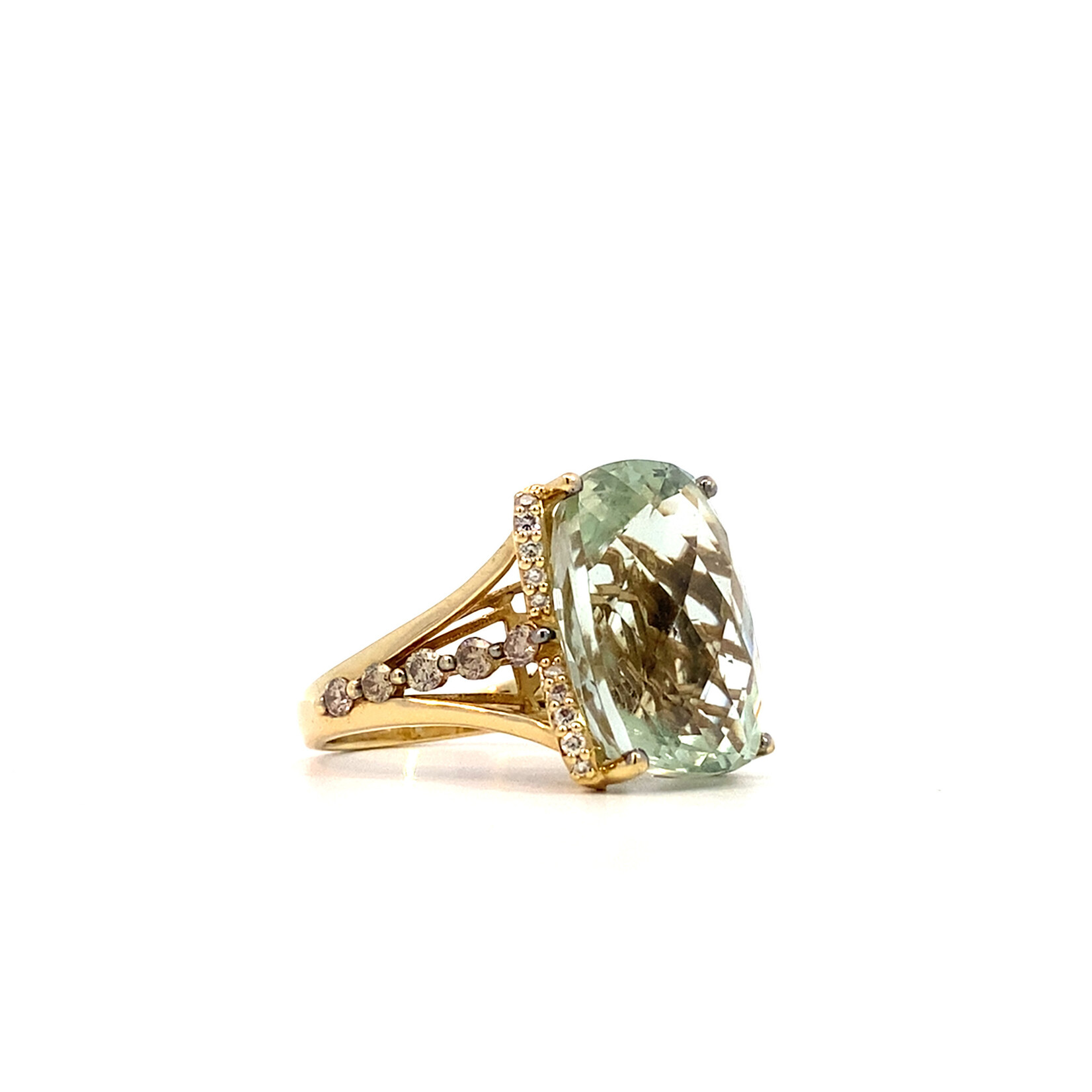 14K Yellow Gold Mint Julip Quartz LeVian Ring sz5