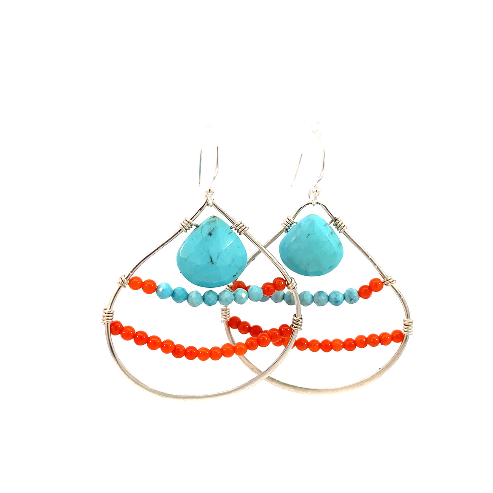 Sterling Silver Turquoise Coral Dangles