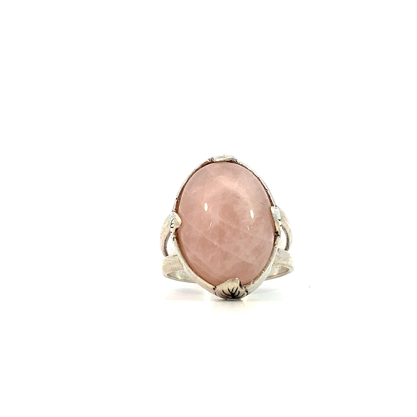 Sterling Silver 18x13mm Rose Quartz Ring size 7