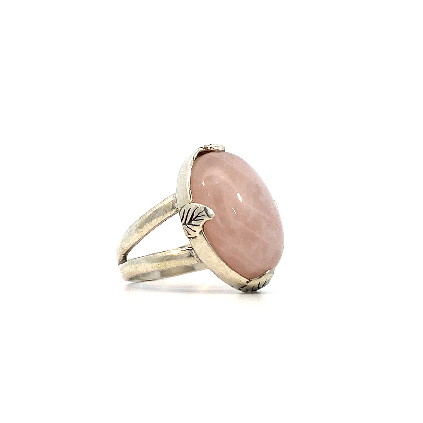Sterling Silver 18x13mm Rose Quartz Ring size 7