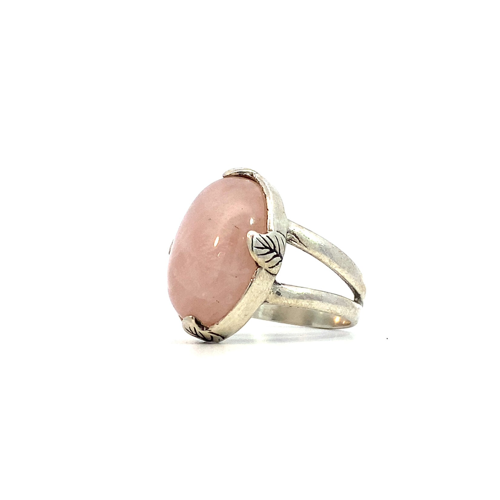 Sterling Silver 18x13mm Rose Quartz Ring sz7